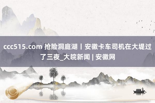 ccc515.com 抢险洞庭湖丨安徽卡车司机在大堤过了三夜_大皖新闻 | 安徽网