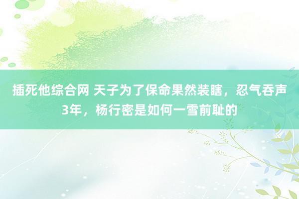 插死他综合网 天子为了保命果然装瞎，忍气吞声3年，杨行密是如何一雪前耻的