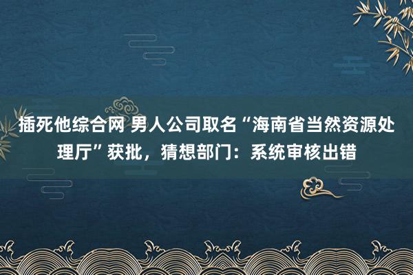 插死他综合网 男人公司取名“海南省当然资源处理厅”获批，猜想部门：系统审核出错