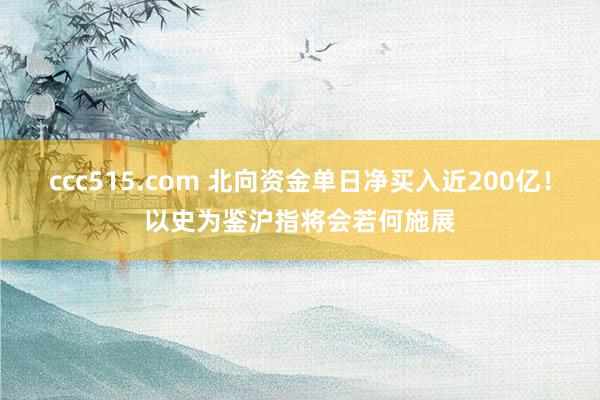 ccc515.com 北向资金单日净买入近200亿！以史为鉴沪指将会若何施展