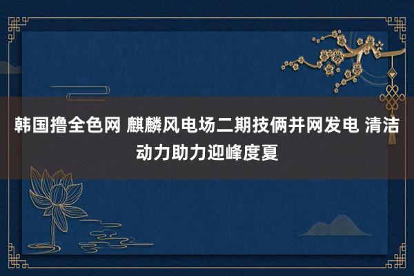 韩国撸全色网 麒麟风电场二期技俩并网发电 清洁动力助力迎峰度夏