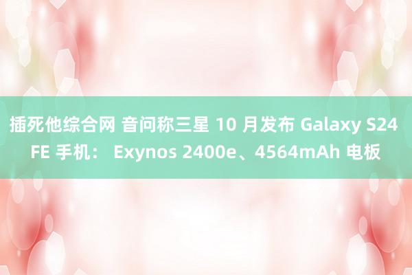 插死他综合网 音问称三星 10 月发布 Galaxy S24 FE 手机： Exynos 2400e、4564mAh 电板