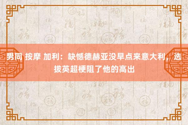 男同 按摩 加利：缺憾德赫亚没早点来意大利，选拔英超梗阻了他的高出