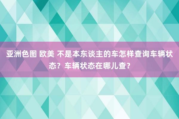 亚洲色图 欧美 不是本东谈主的车怎样查询车辆状态？车辆状态在哪儿查？